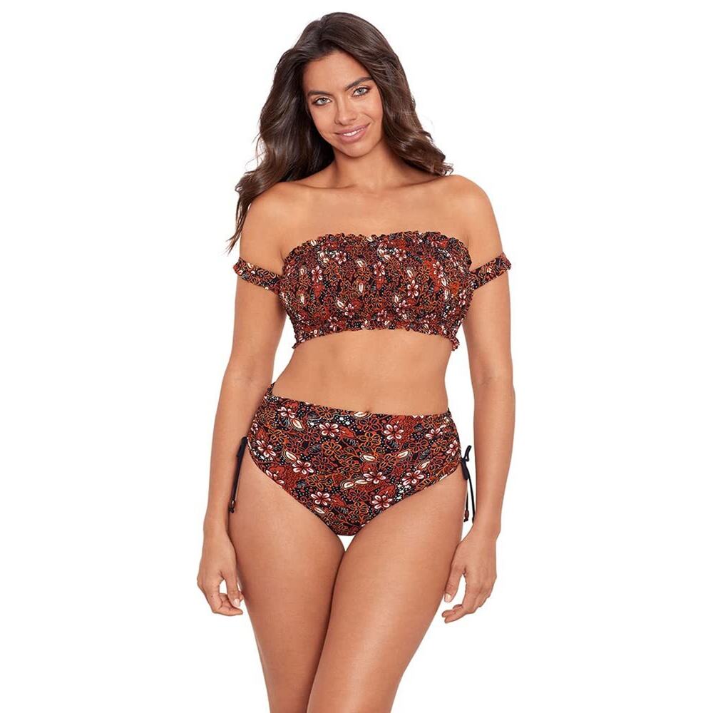 Skinny Dippers Jasmine Mae Halter Smocked Bandeau Soft Cup Bikini Top 14400